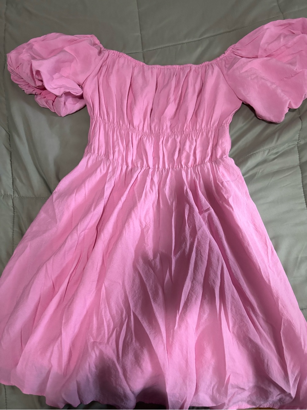 Pink Puff-Sleeve Kids Dress
